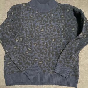 Universal Thread Women's Blue Leopard Turtleneck Sweater